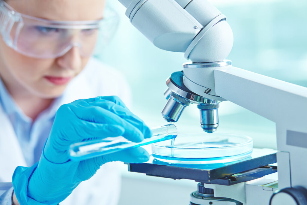 Female scientist working on experiments in the laboratory