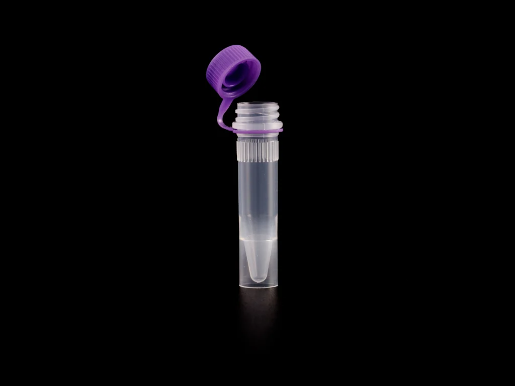 1.5 mL cryo tube with attached cap design