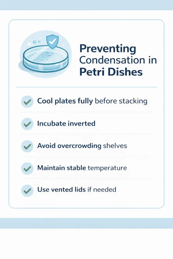 petri dish condensation prevention checklist